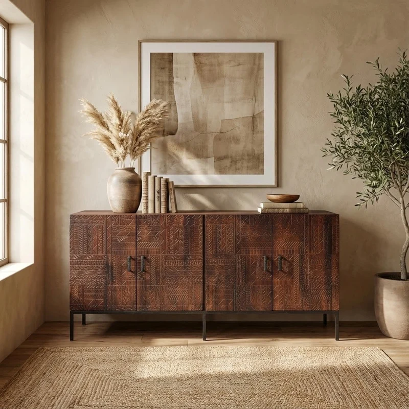 Madia con decoro 4 ante in Legno Metallo cm 180x40x85 - BRODY