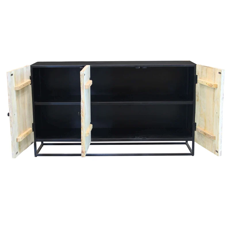 Madia 3 ante per soggiorno Industrial in Legno Metallo cm 150x45x80 - GOMER
