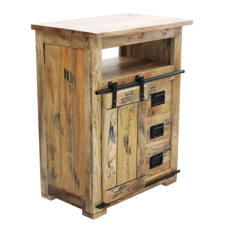 Mobiletto per soggiorno Industrial in Legno cm 70x45x90 - RICK