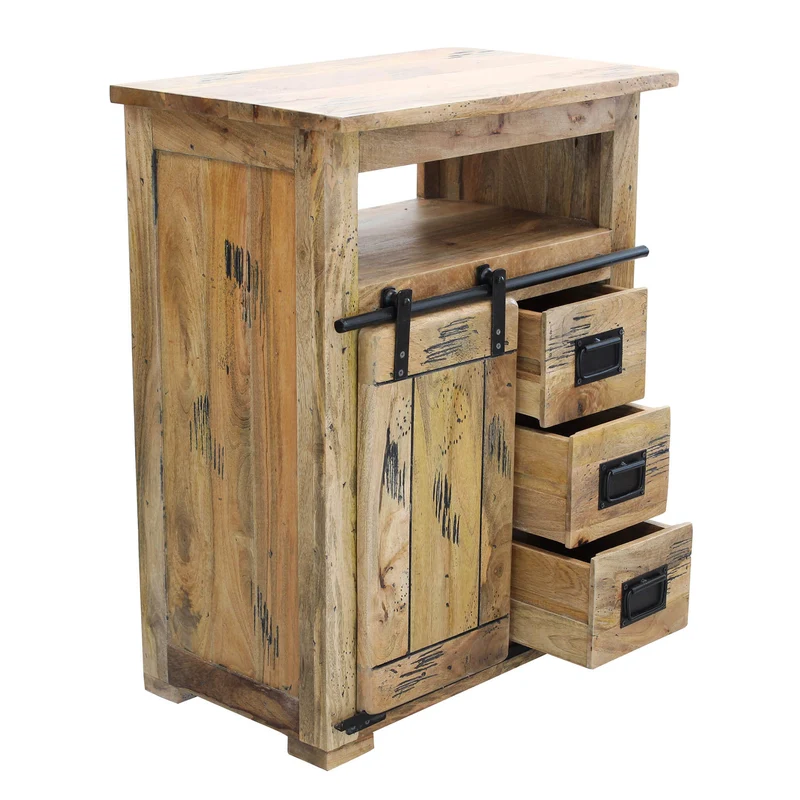 Mobiletto per soggiorno Industrial in Legno cm 70x45x90 - RICK