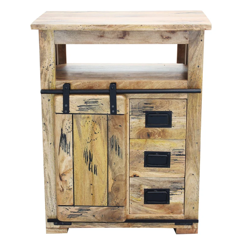 Mobiletto per soggiorno Industrial in Legno cm 70x45x90 - RICK