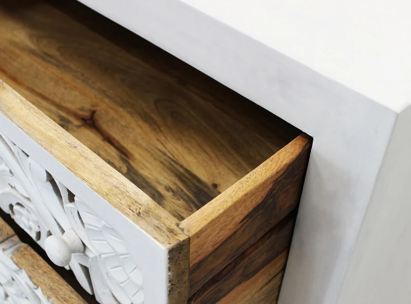 Cassettiera con decoro 3 cassetti in Legno Metallo cm 80x40x80 - KONNOR