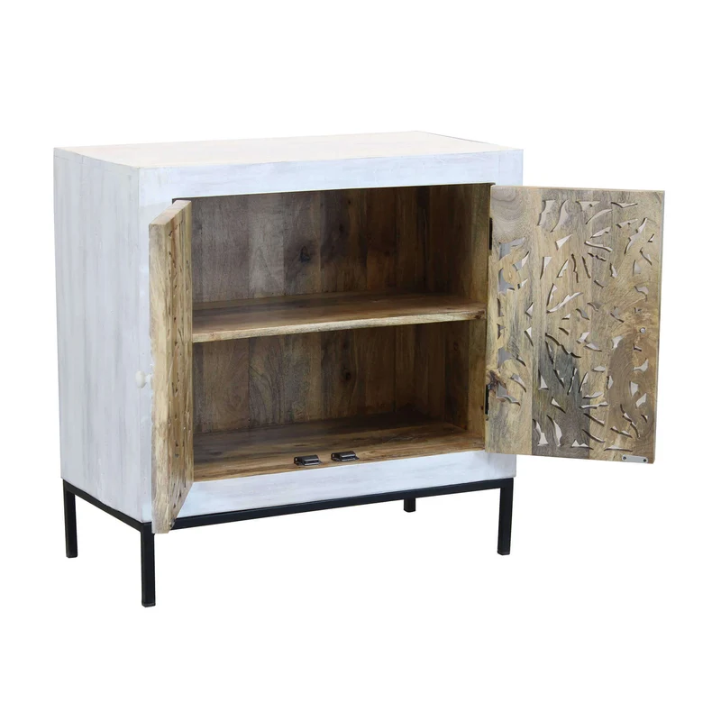 Cassettiera con decoro 2 ante in Legno Metallo cm 80x40x80 - KONNOR