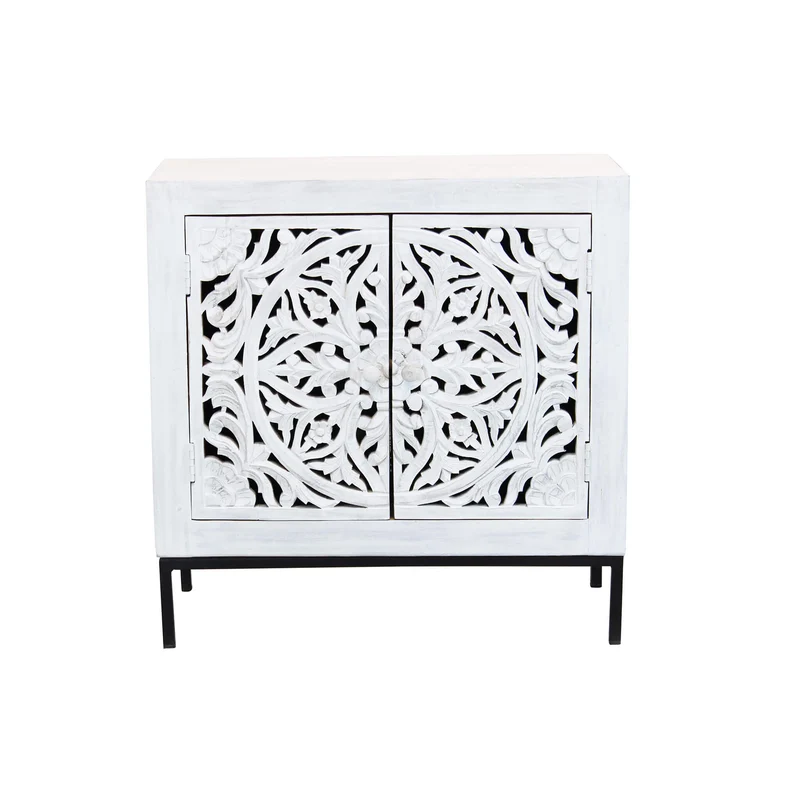 Cassettiera con decoro 2 ante in Legno Metallo cm 80x40x80 - KONNOR
