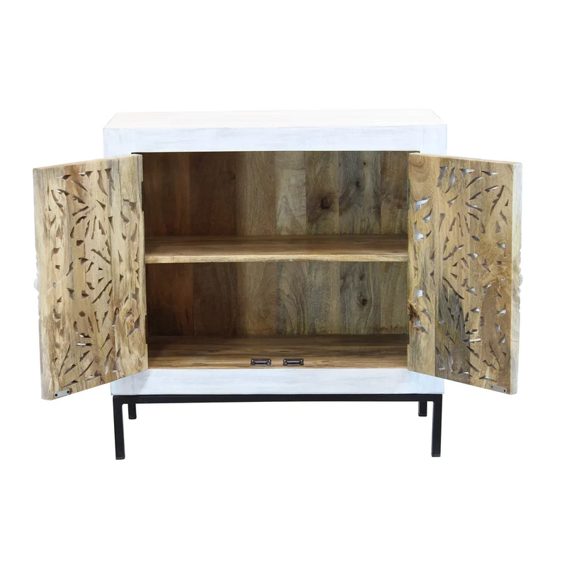 Cassettiera con decoro 2 ante in Legno Metallo cm 80x40x80 - KONNOR