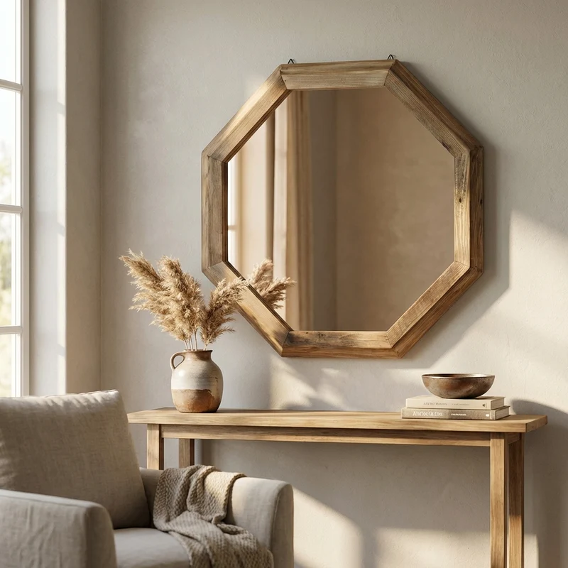 Specchio Industrial in Pino riciclato cm 74x74x3 - PINE