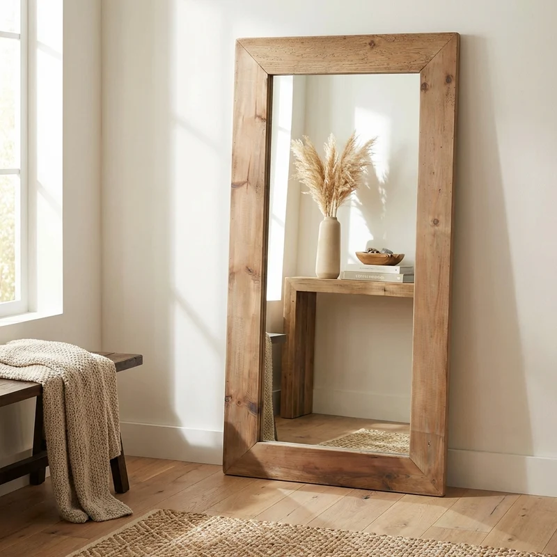 Specchio con cornice in Pino riciclato cm 180x80x5 - PINE