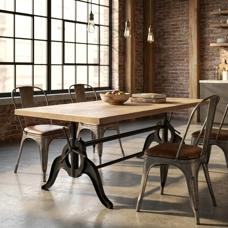 Tavolo da Pranzo Industrial con Piano in legno cm 180x85 - CHARLTON