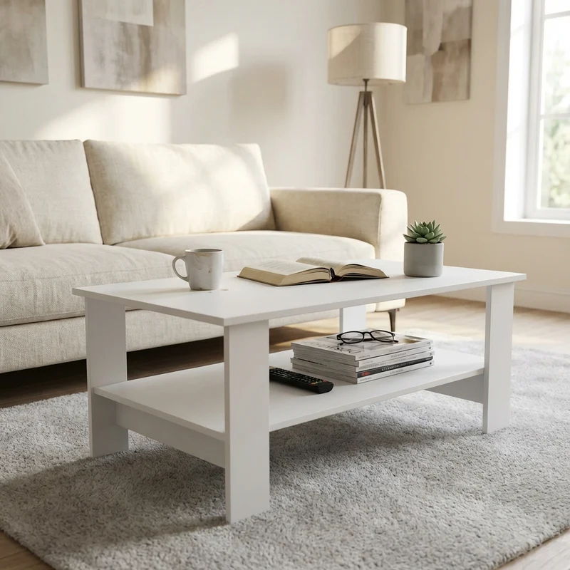 Tavolino da Salotto con ripiano Moderno in Legno Composito 100x40 - JONNY