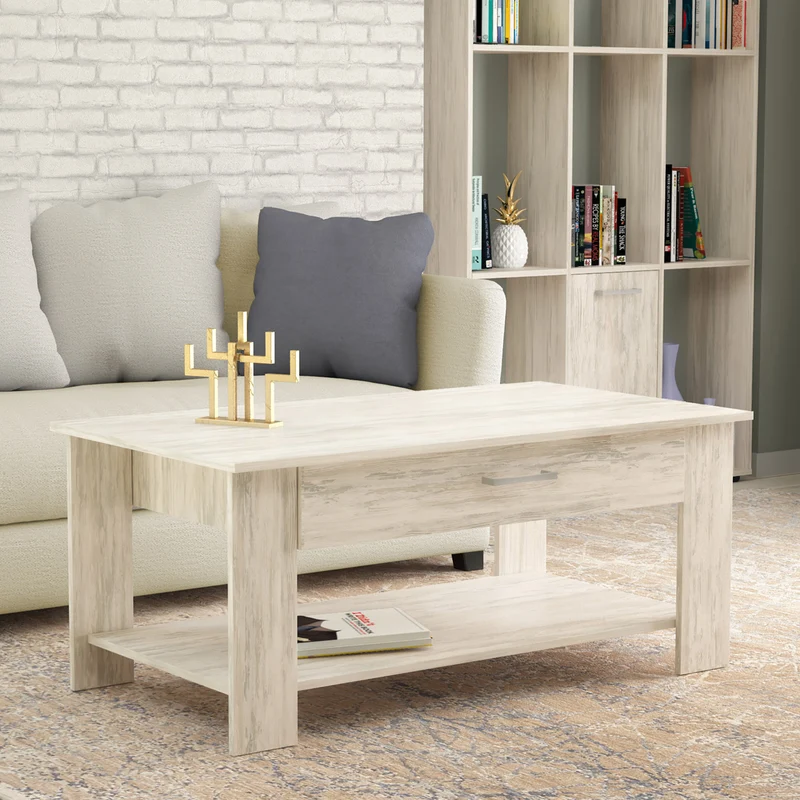Tavolino da Salotto Moderno in Legno Composito FSC cm 110x46 50 - JONNY