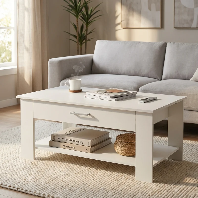 Tavolino da Salotto Moderno in Legno Composito FSC cm 110x46 50 - JONNY