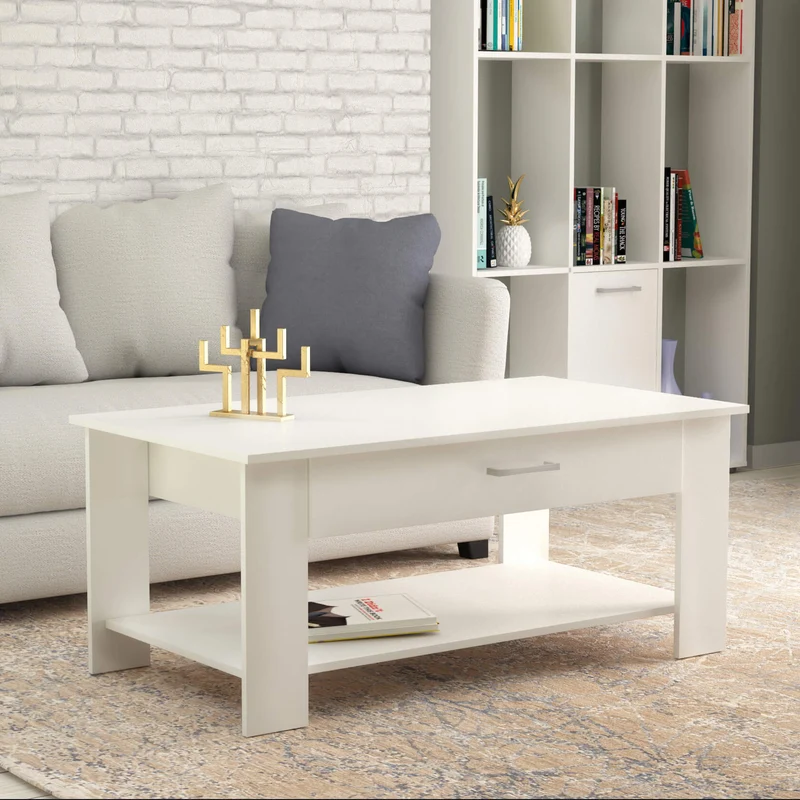 Tavolino da Salotto Moderno in Legno Composito FSC cm 110x46 50 - JONNY