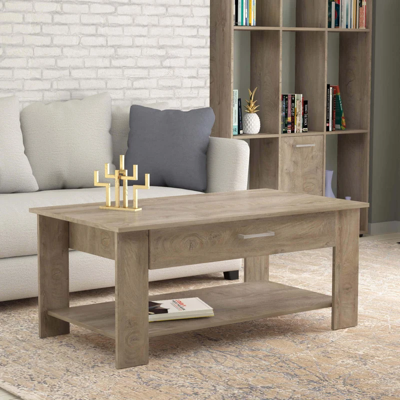 Tavolino da Salotto Moderno in Legno Composito FSC cm 110x46 50 - JONNY