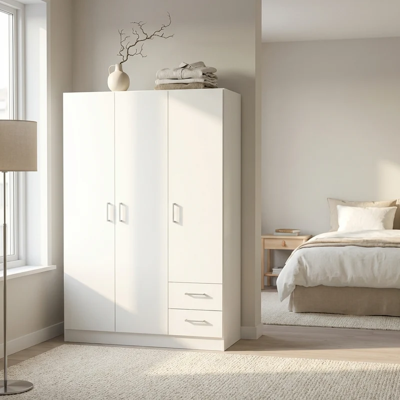 Armadio con 3 ante 2 cassetti in Legno Composito cm 120x52x190 - JOEY