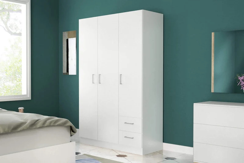 Armadio con 3 ante 2 cassetti in Legno Composito cm 120x52x190 - JOEY