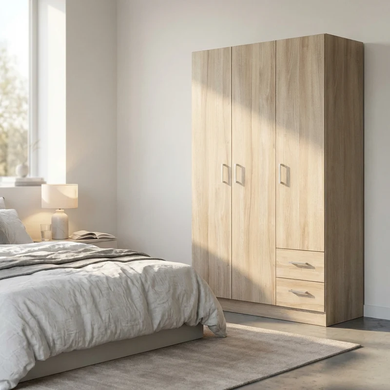 Armadio con 3 ante 2 cassetti in Legno Composito cm 120x52x190 - JOEY