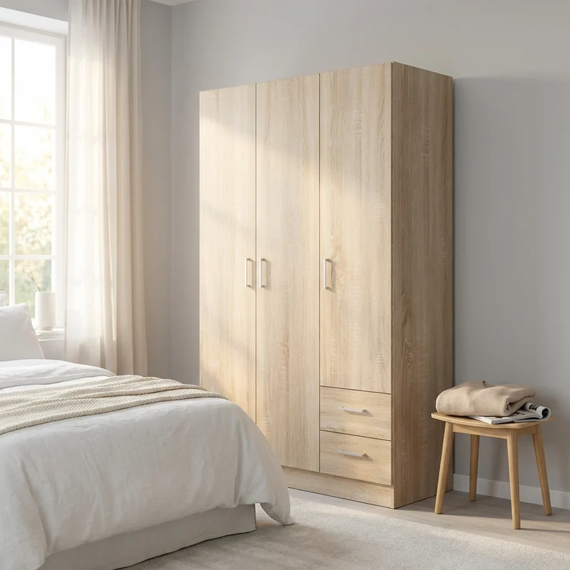 Armadio con 3 ante 2 cassetti in Legno Composito cm 120x52x190 - JOEY