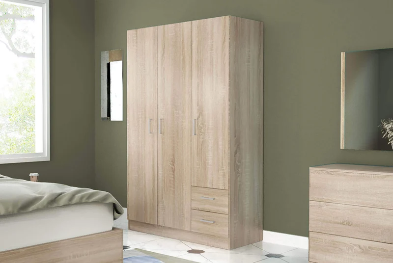 Armadio con 3 ante 2 cassetti in Legno Composito cm 120x52x190 - JOEY