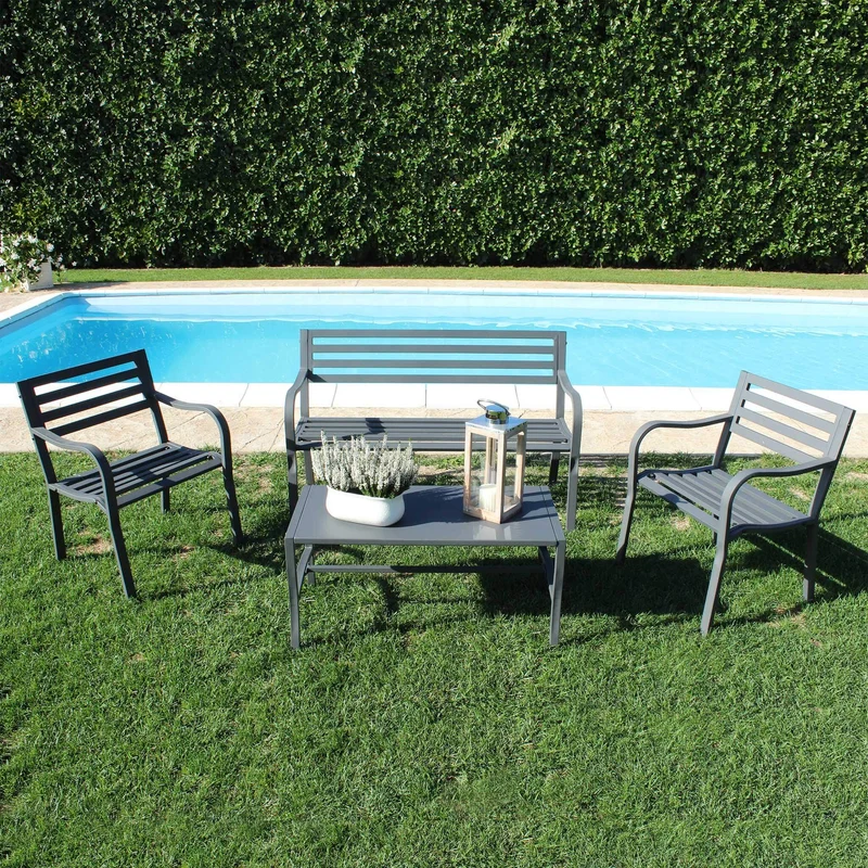 Tavolino da Giardino in Acciaio Acciaio cm 92x45x45 - BRENT