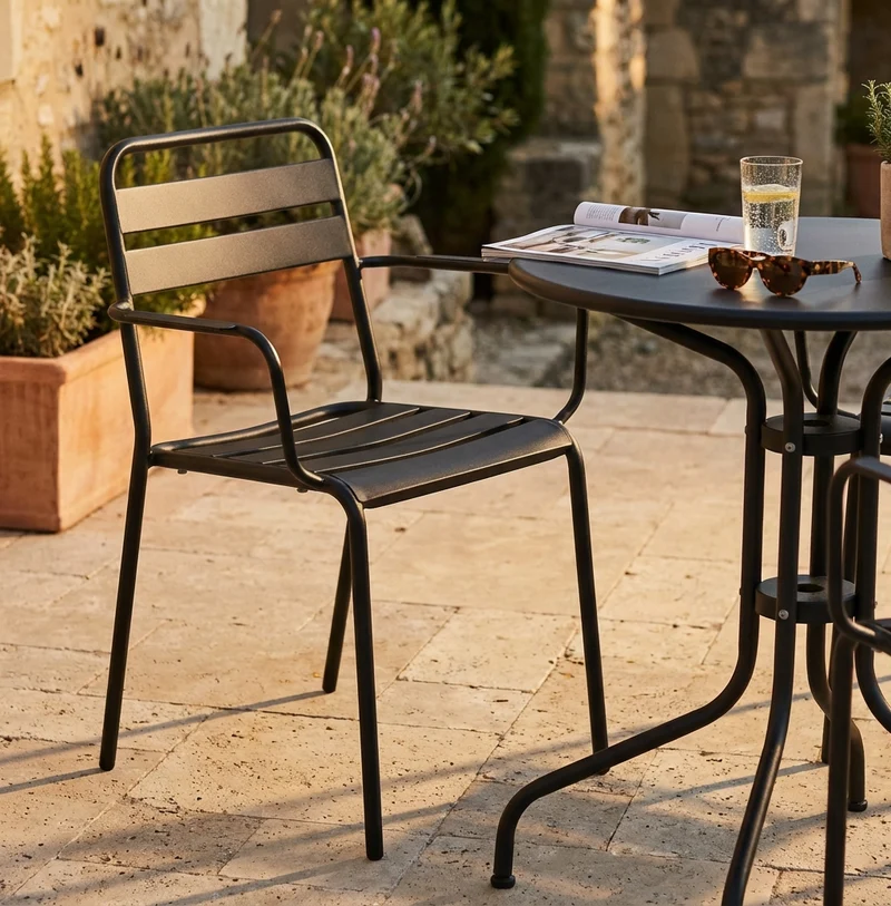 Poltrona da Giardino Impilabile in Acciaio cm 51x52x81 - LUCKY
