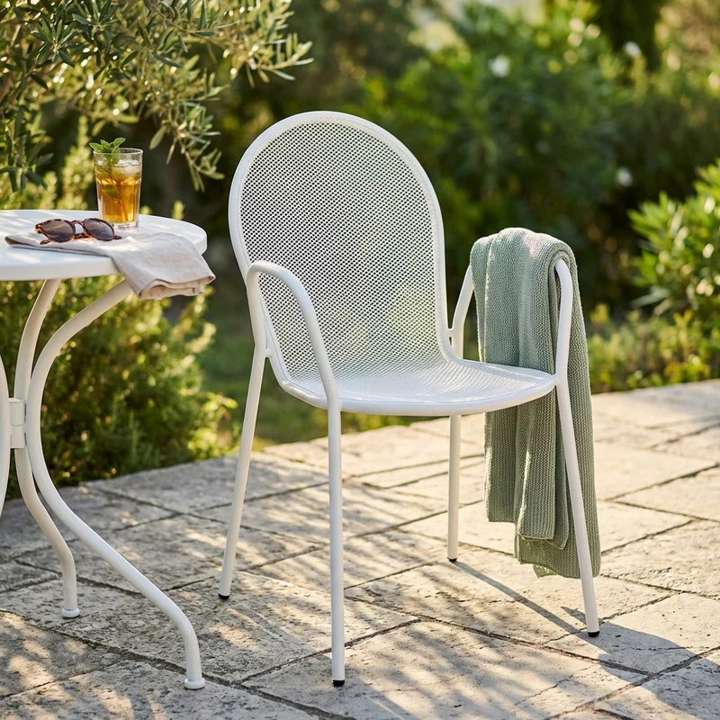 Poltrona da Giardino Impilabile in Acciaio cm 51x61x90 - JOEL
