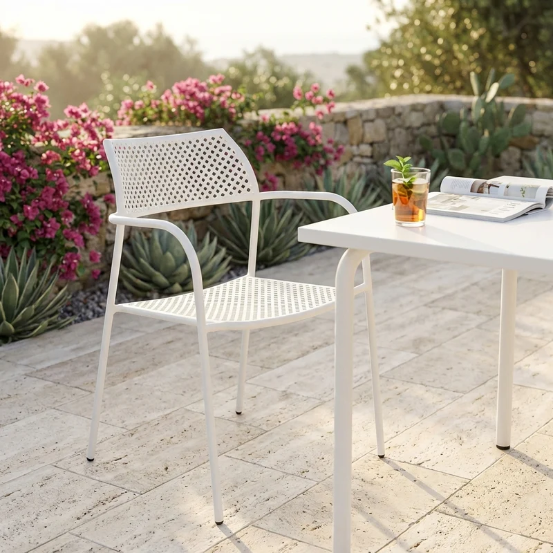 Poltrona da Giardino Impilabile in Acciaio cm 56x56x78 - MATHEW