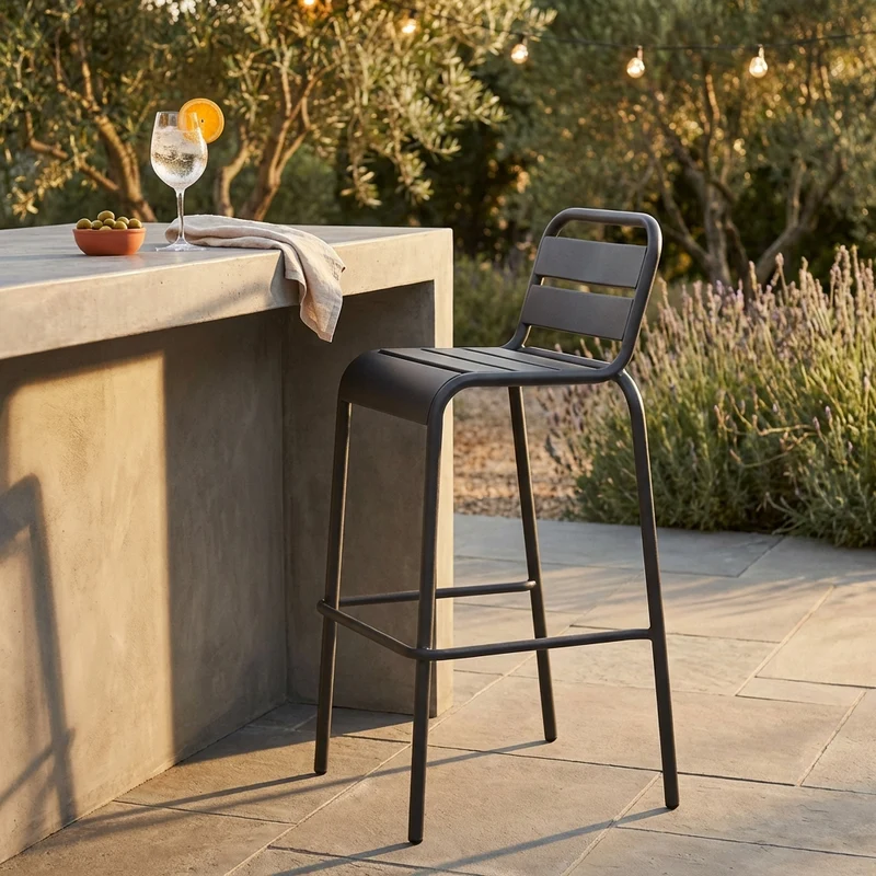 Sgabello da Giardino Impilabile in Acciaio cm 50x51x95 - STU