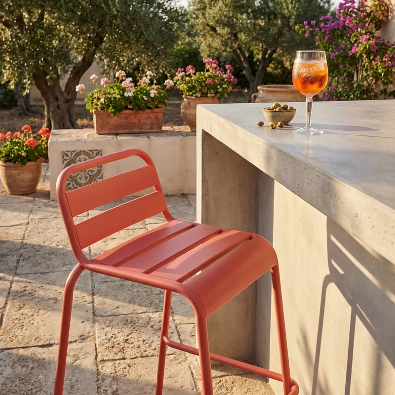 Sgabello da Giardino Impilabile in Acciaio cm 50x51x95 - STU