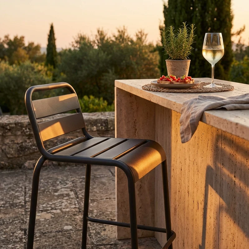 Sgabello da Giardino Impilabile in Acciaio cm 50x51x95 - STU