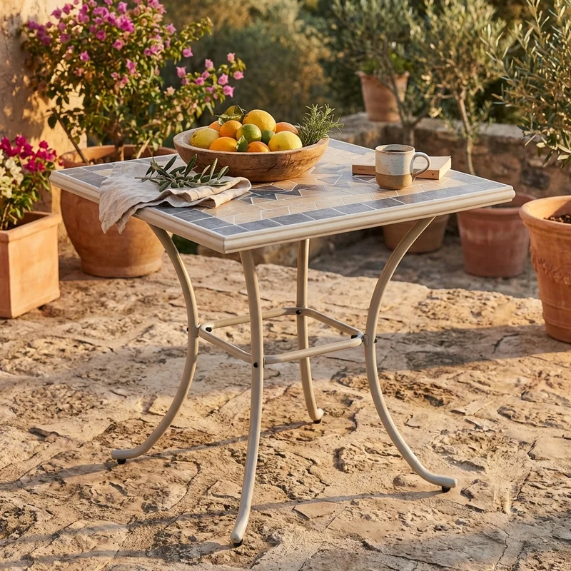 Tavolo da Giardino Quadrato con piano in Mosaico 80x80 - NEVIL