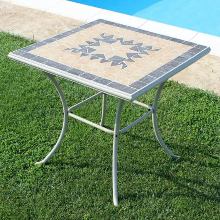 Tavolo da Giardino Quadrato con piano in Mosaico 80x80 - NEVIL