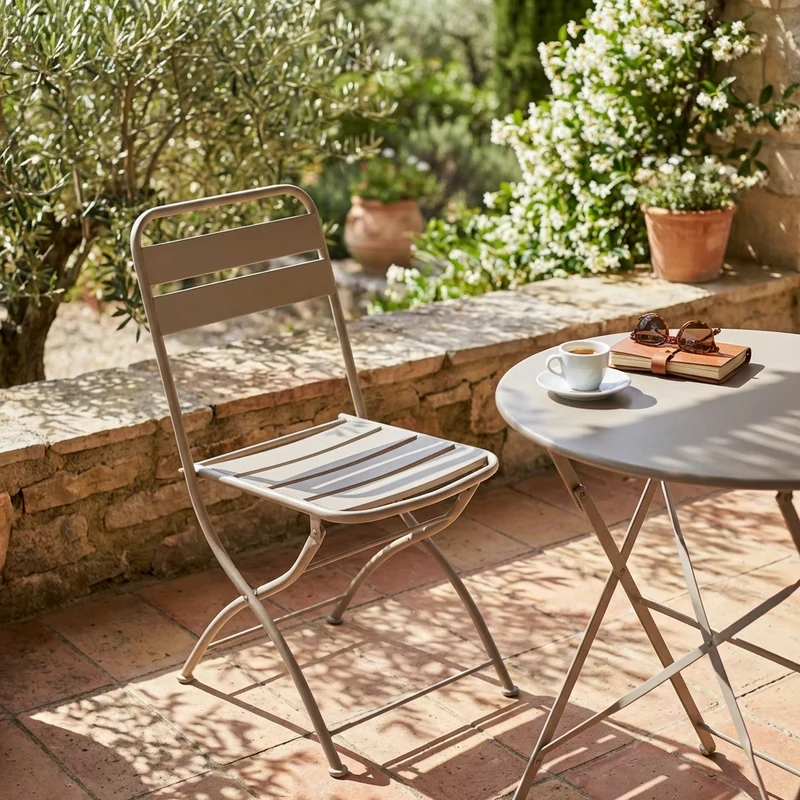Sedia da Giardino Salvaspazio in Acciaio cm 42x50x88 - STUART