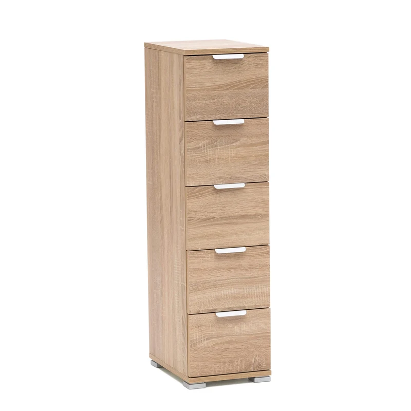Cassettiera 5 cassetti in Legno Composito cm 27x38x103 - LANCELOT