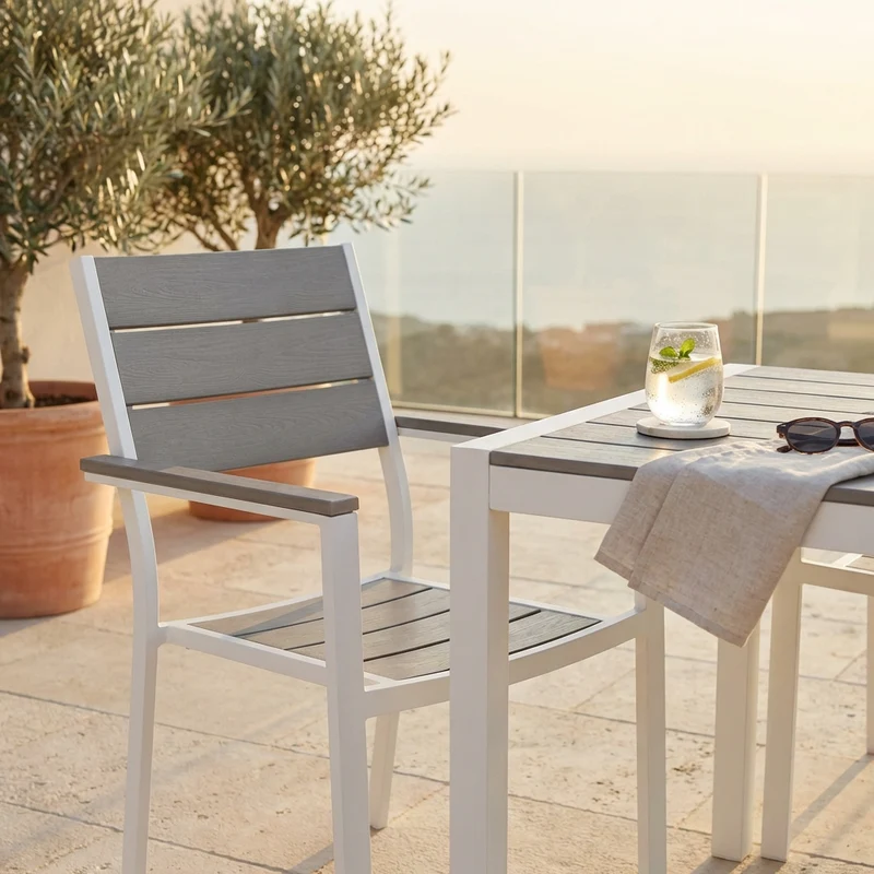 Poltrona da Giardino Impilabile in Alluminio Polywood cm 58x46 5x87 - RICHARD