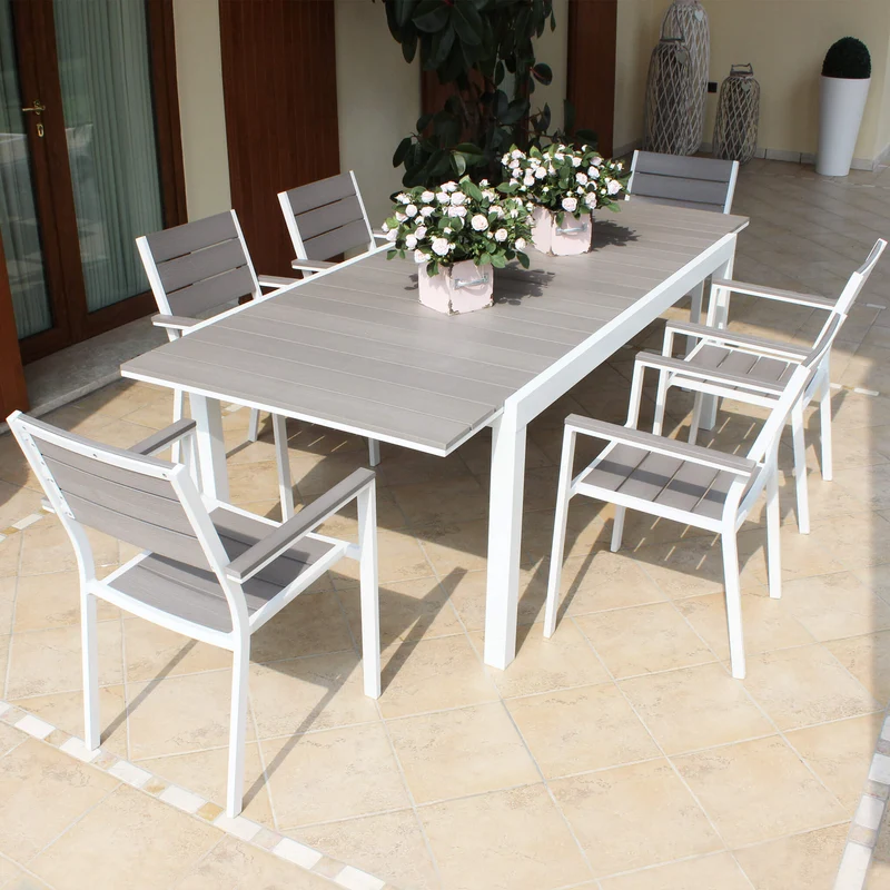 Poltrona da Giardino Impilabile in Alluminio Polywood cm 58x46 5x87 - RICHARD