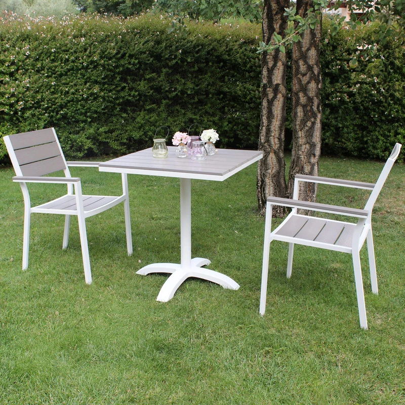 Poltrona da Giardino Impilabile in Alluminio Polywood cm 58x46 5x87 - RICHARD