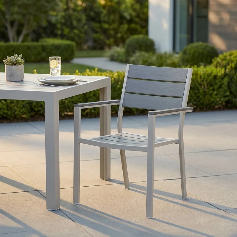 Poltrona da Giardino Impilabile in Alluminio Polywood cm 58x46 5x87 - RICHARD