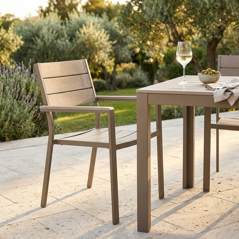 Poltrona da Giardino Impilabile in Alluminio Polywood cm 58x46 5x87 - RICHARD