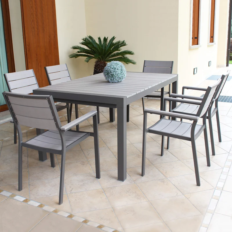 Poltrona da Giardino Impilabile in Alluminio Polywood cm 58x46 5x87 - RICHARD