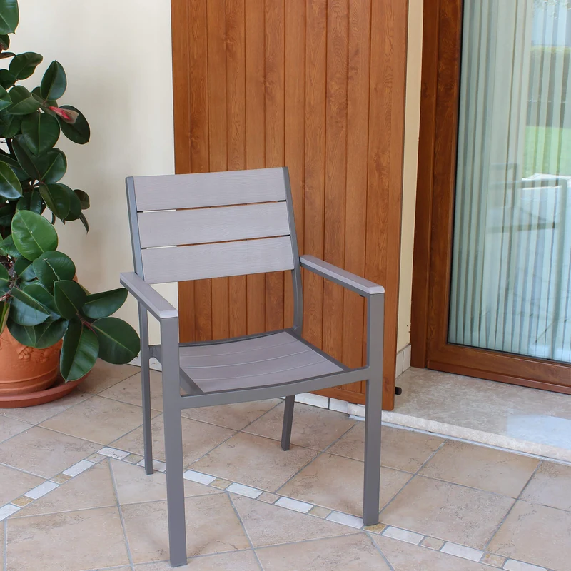 Poltrona da Giardino Impilabile in Alluminio Polywood cm 58x46 5x87 - RICHARD