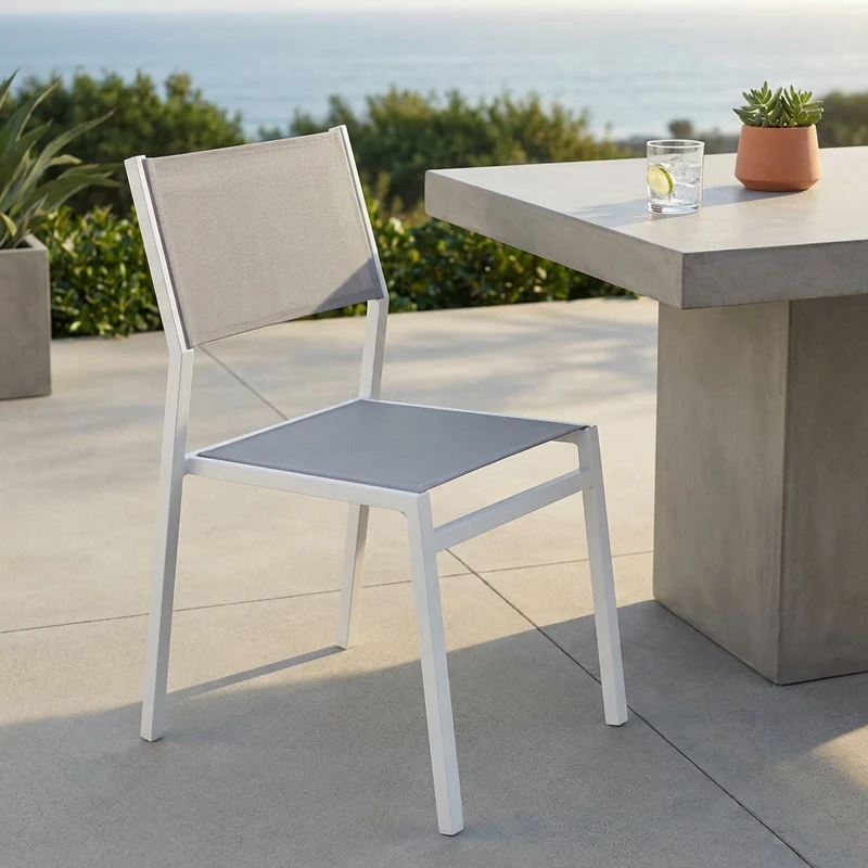 Sedia da Giardino Impilabile in Alluminio Textilene cm 46x57x85 - LEX