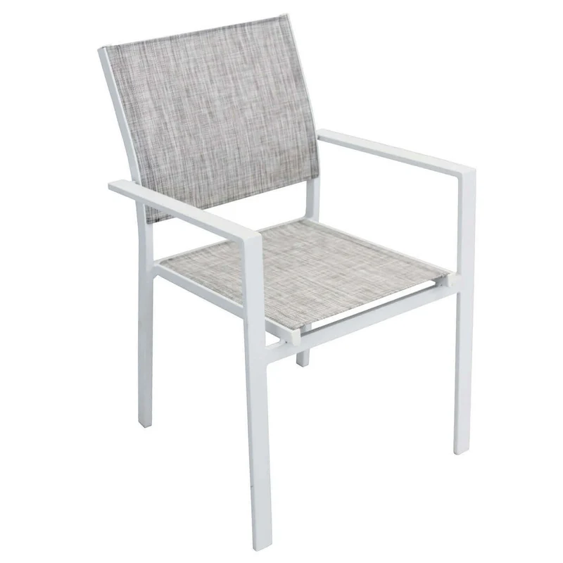Poltrona da Giardino Impilabile in Alluminio Textilene cm 55x58x85 - WOODY