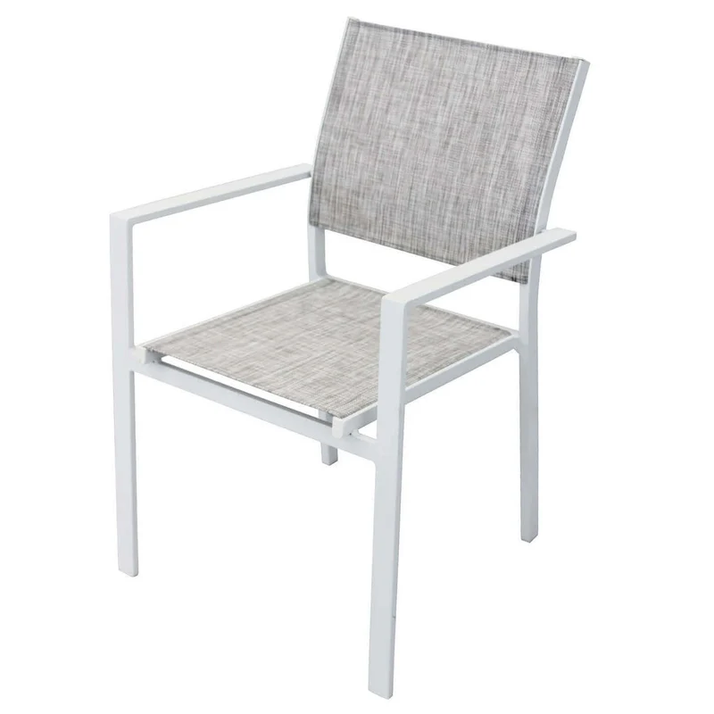 Poltrona da Giardino Impilabile in Alluminio Textilene cm 55x58x85 - WOODY