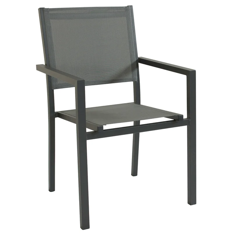 Poltrona da Giardino Impilabile in Alluminio Textilene cm 55x58x85 - WOODY