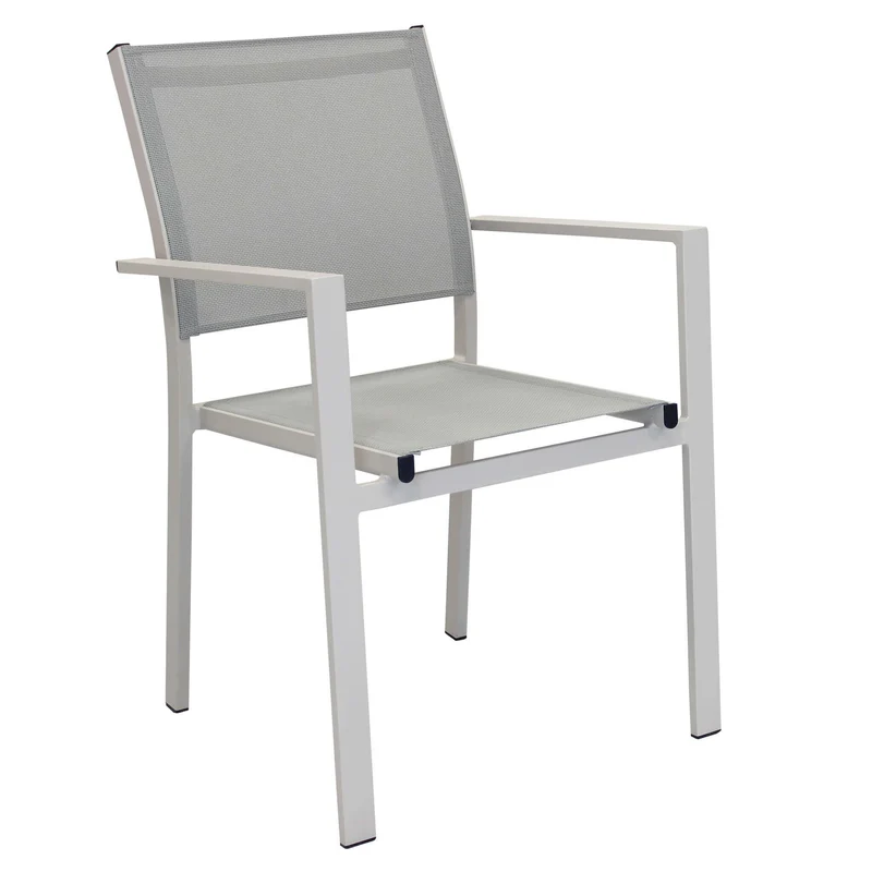 Poltrona da Giardino Impilabile in Alluminio Textilene cm 55x58x85 - WOODY