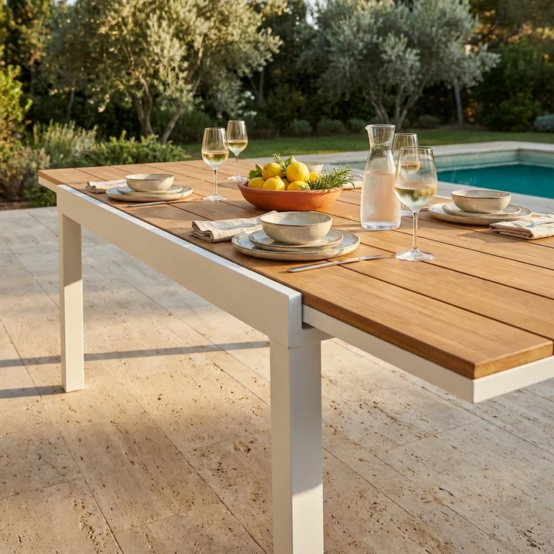 Tavolo da Giardino Allungabile piano in finto Legno 160/240x95 - URBAN