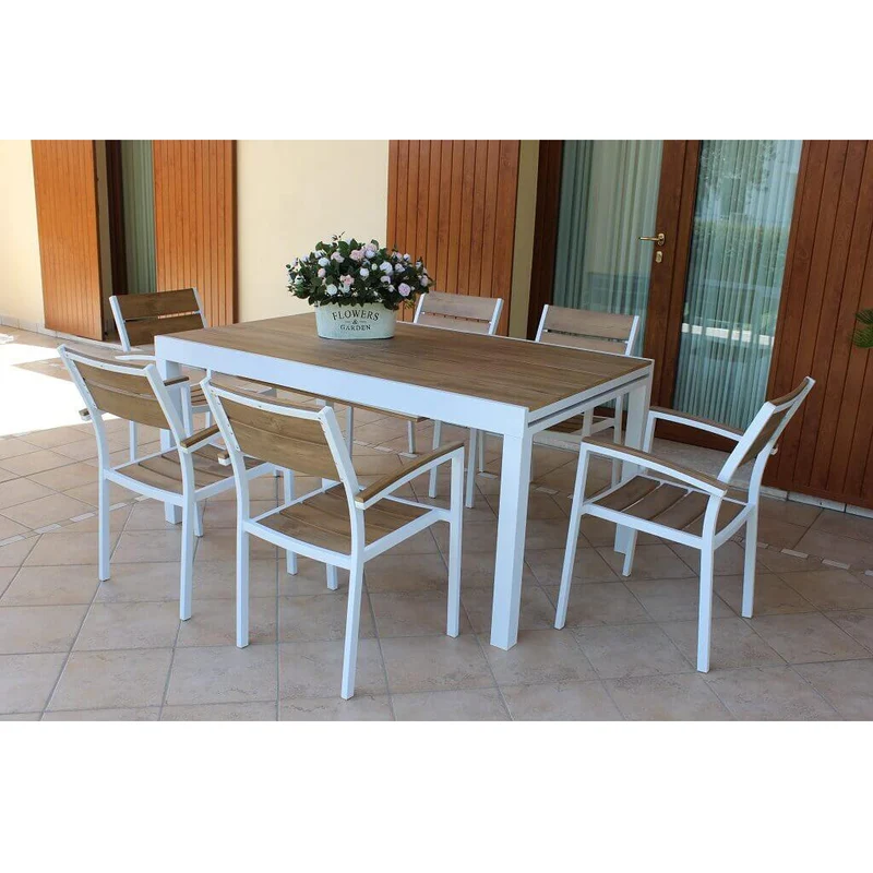 Tavolo da Giardino Allungabile piano in finto Legno 160/240x95 - URBAN