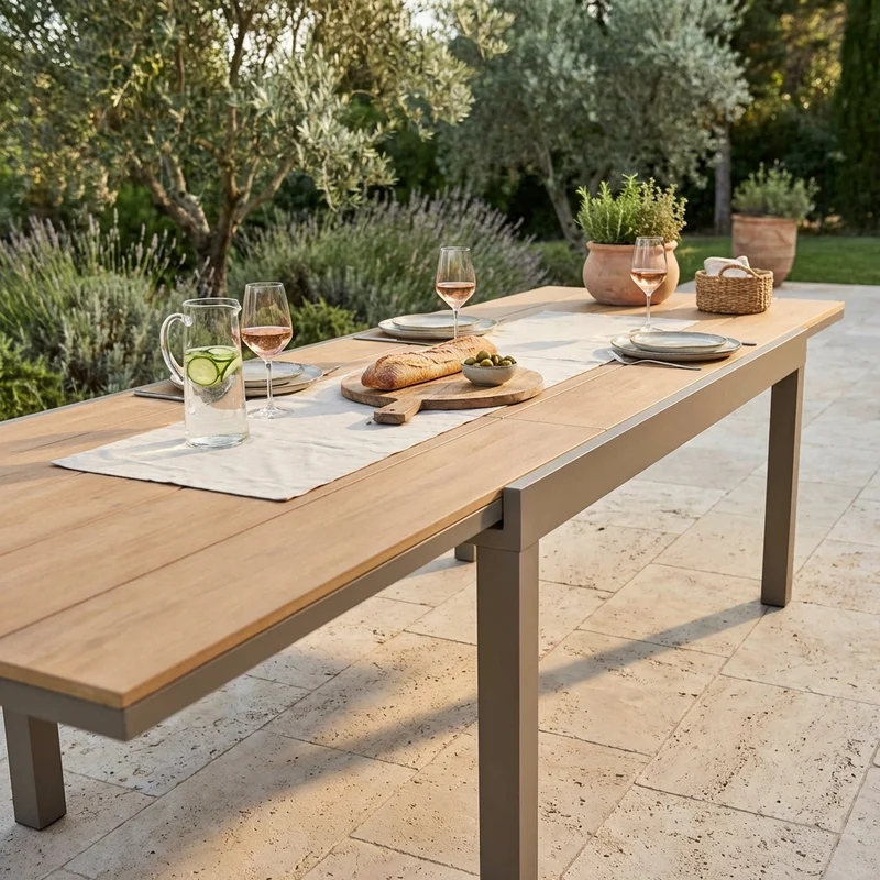 Tavolo da Giardino Allungabile piano in finto Legno 160/240x95 - URBAN