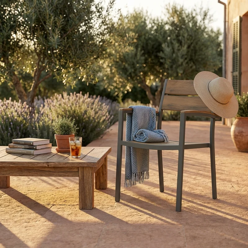 Poltrona da Giardino Impilabile in Alluminio Polywood cm 54x54x84 - URBAN