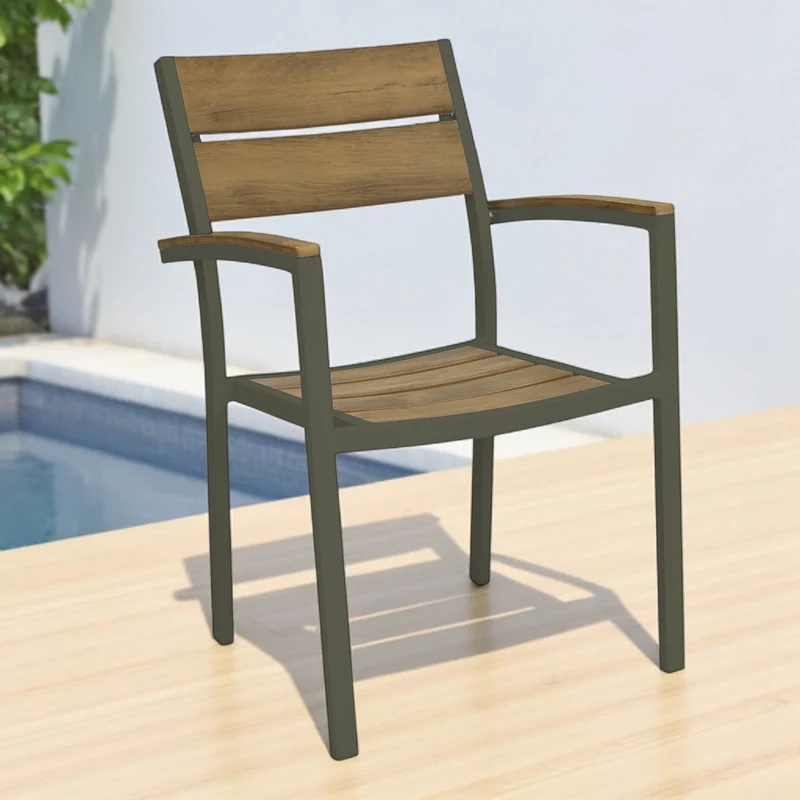 Poltrona da Giardino Impilabile in Alluminio Polywood cm 54x54x84 - URBAN